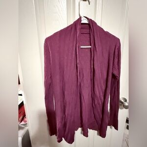 Draped Open-Front Cardigan Sweater - Plum